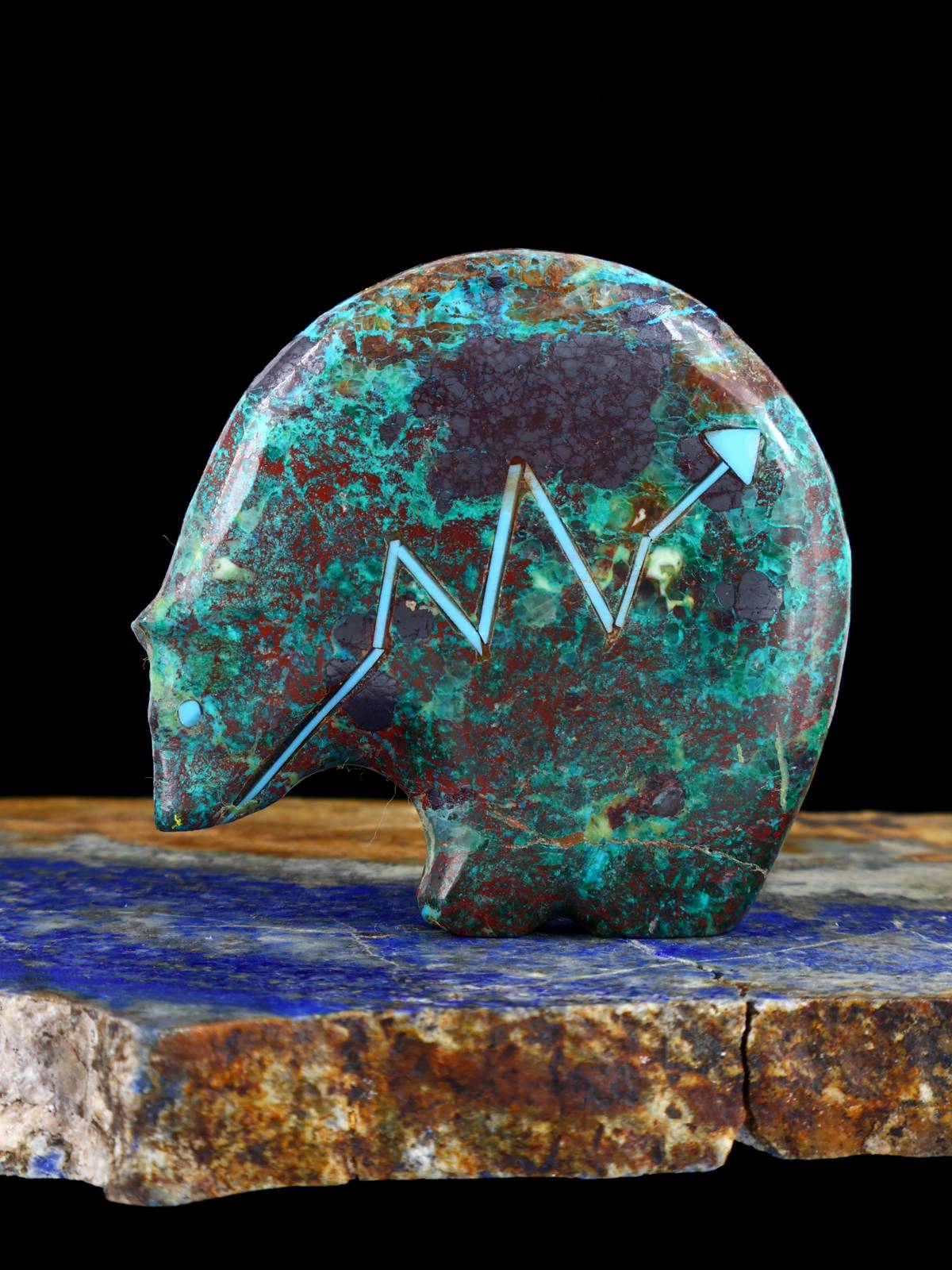 Cuprite and Chrysocolla Medicine Bear Zuni Fetish - PuebloDirect.com