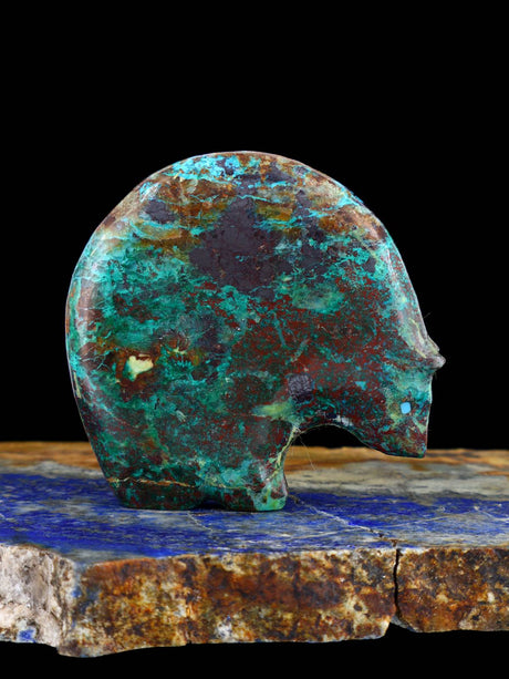 Cuprite and Chrysocolla Medicine Bear Zuni Fetish - PuebloDirect.com