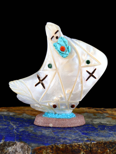 Mother of Pearl Double Maiden Zuni Fetish - PuebloDirect.com