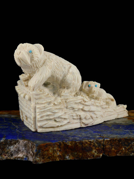 Zuni Fish Rock Bear Family Zuni Fetish - PuebloDirect.com