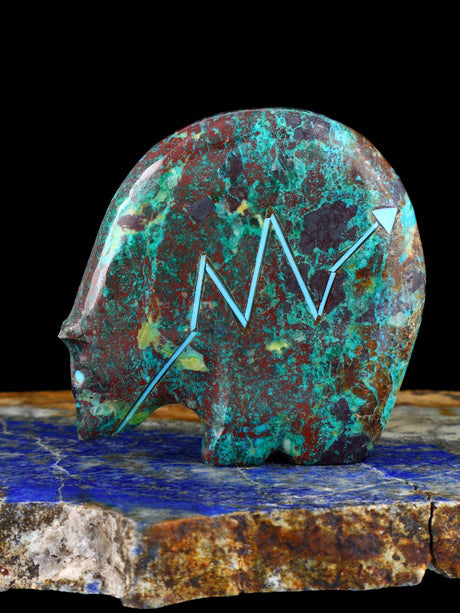 Cuprite and Chrysocolla Medicine Bear Zuni Fetish - PuebloDirect.com