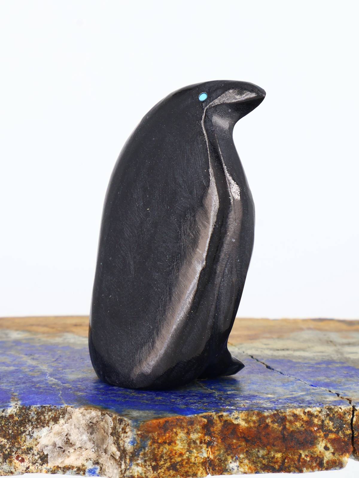Black Marble Penguin Zuni Fetish - PuebloDirect.com