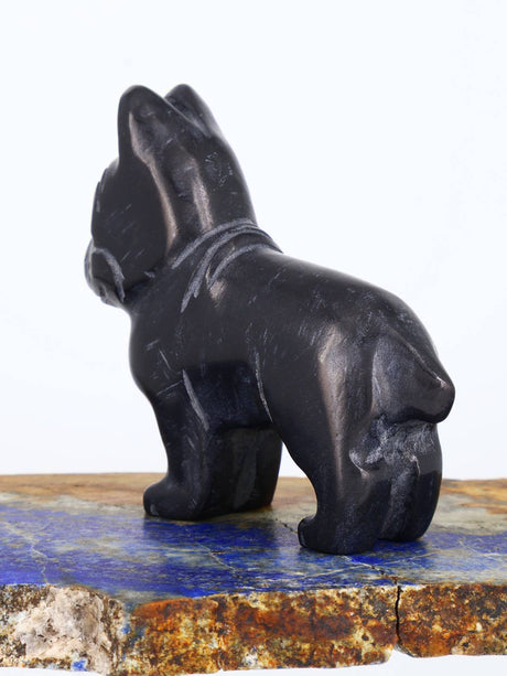 Black Marble French Bulldog Zuni Fetish - PuebloDirect.com