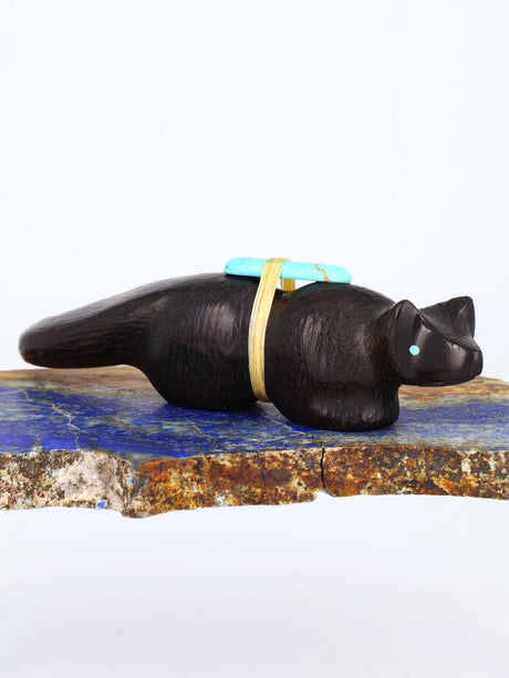 Jet Mountain Lion Zuni Fetish - PuebloDirect.com