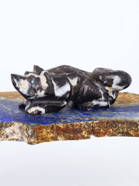 Zebra Marble Badger Zuni Fetish - PuebloDirect.com