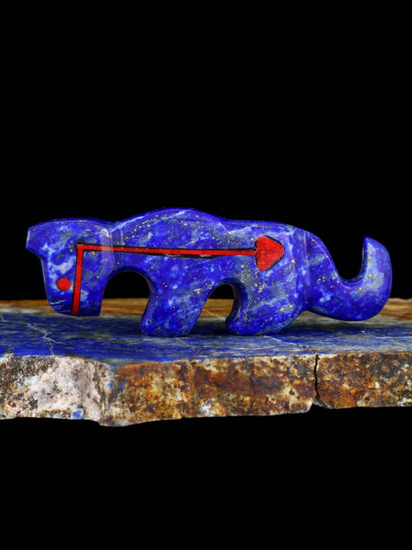 Lapis Mountain Lion Zuni Fetish - PuebloDirect.com