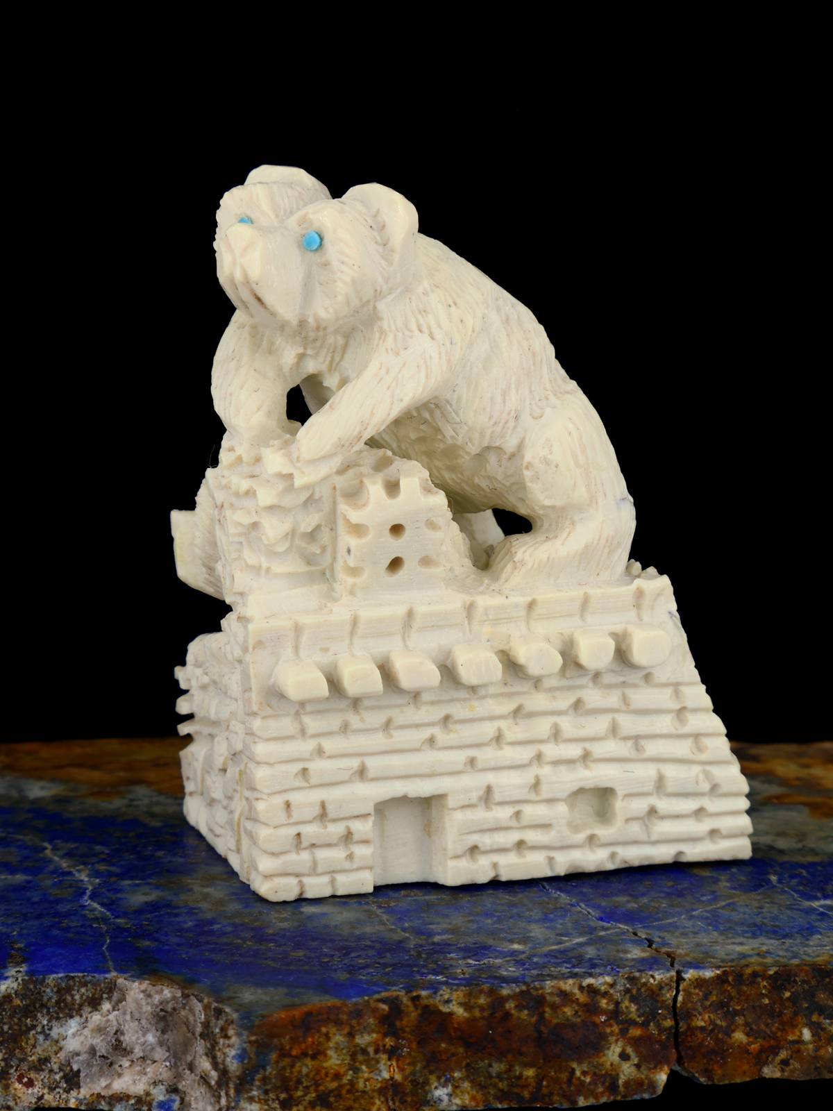 Zuni Fish Rock Bear Family Zuni Fetish - PuebloDirect.com