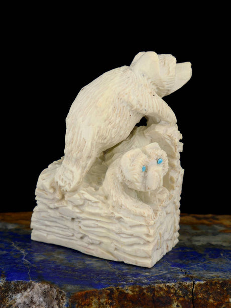 Zuni Fish Rock Bear Family Zuni Fetish - PuebloDirect.com