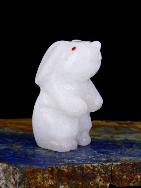 White Marble Rabbit Zuni Fetish - PuebloDirect.com