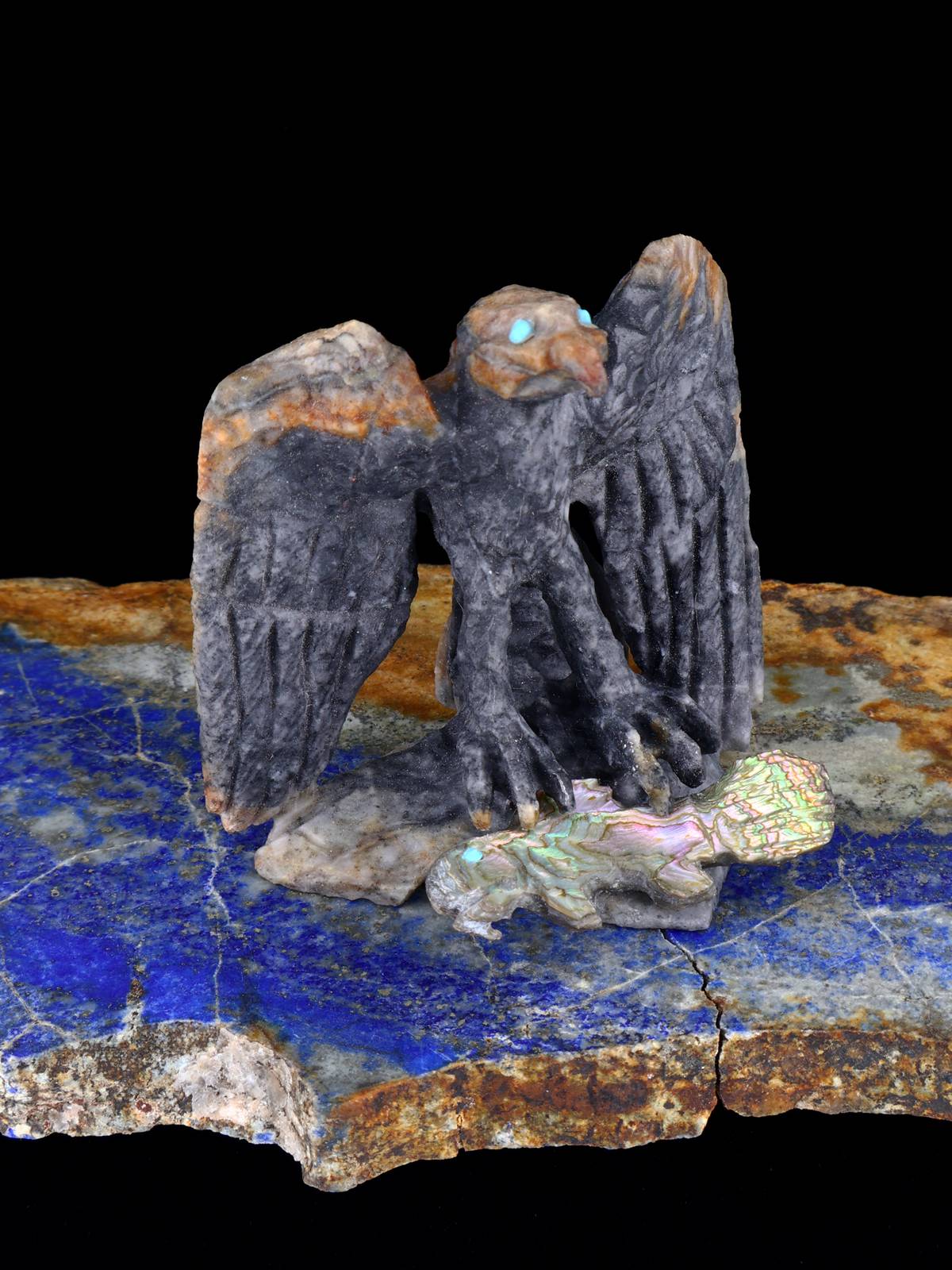 Picasso Marble Eagle With Fish Zuni Fetish - PuebloDirect.com