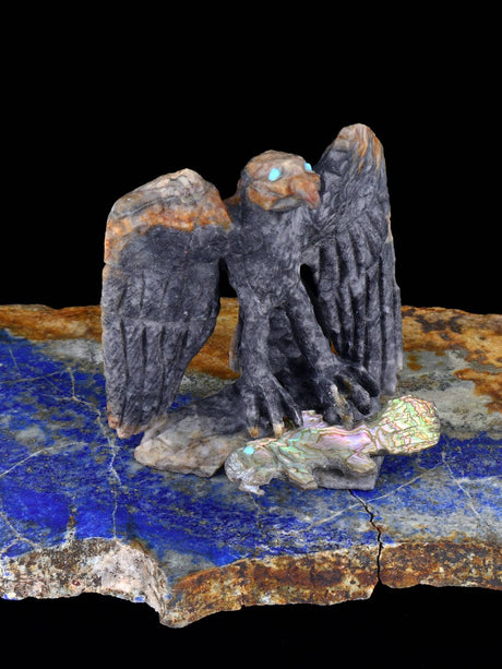Picasso Marble Eagle With Fish Zuni Fetish - PuebloDirect.com