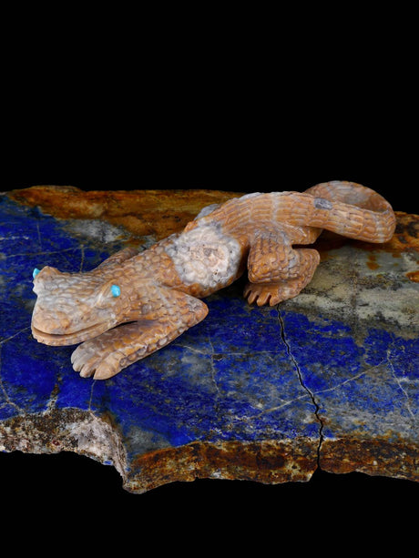 Picasso Marble Lizard Zuni Fetish - PuebloDirect.com