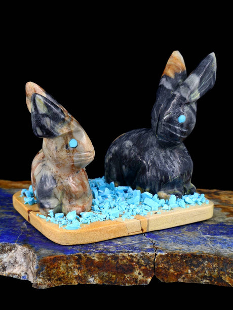 Picasso Marble Rabbits Zuni Fetish - PuebloDirect.com