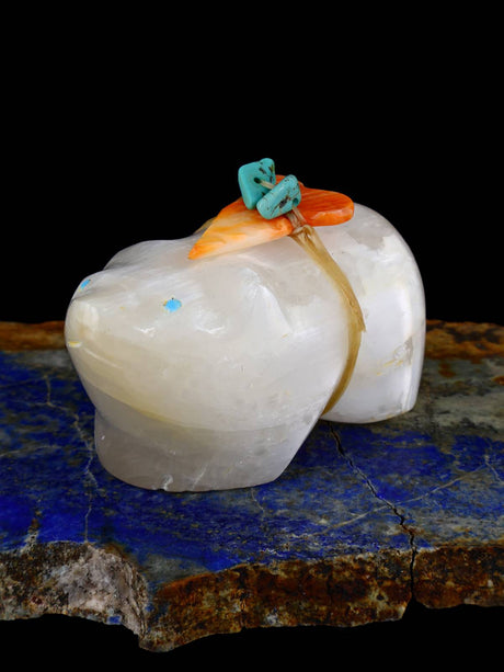 Selenite Bear Zuni Fetish - PuebloDirect.com