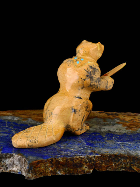 Travertine Beaver Zuni Fetish - PuebloDirect.com