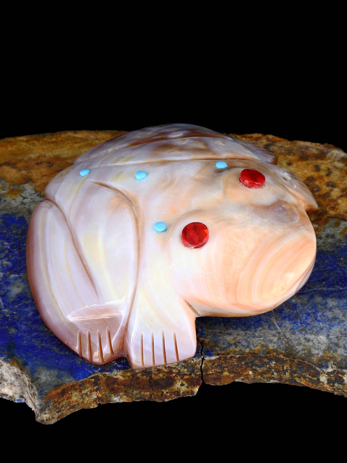 Pink Shell Frog Zuni Fetish - PuebloDirect.com