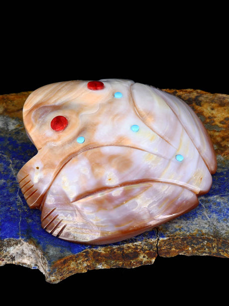 Pink Shell Frog Zuni Fetish - PuebloDirect.com