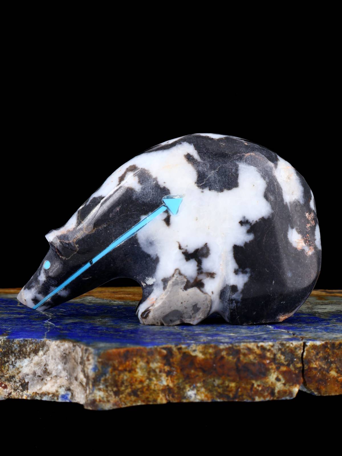Black and White Marble Bear Zuni Fetish