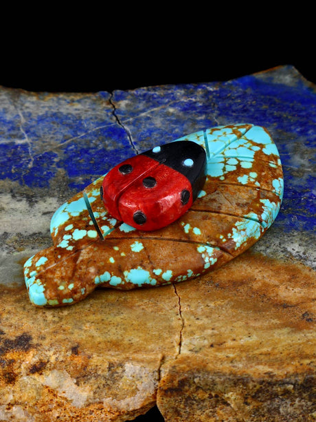 Apple Coral Ladybug on Leaf Zuni Fetish