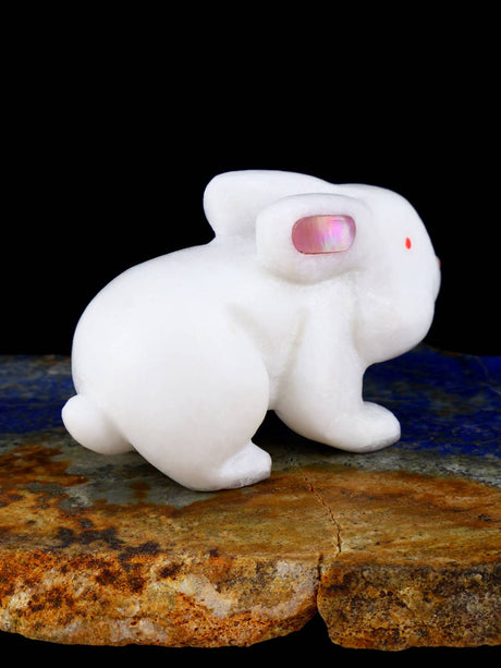 White Marble Rabbit Zuni Fetish