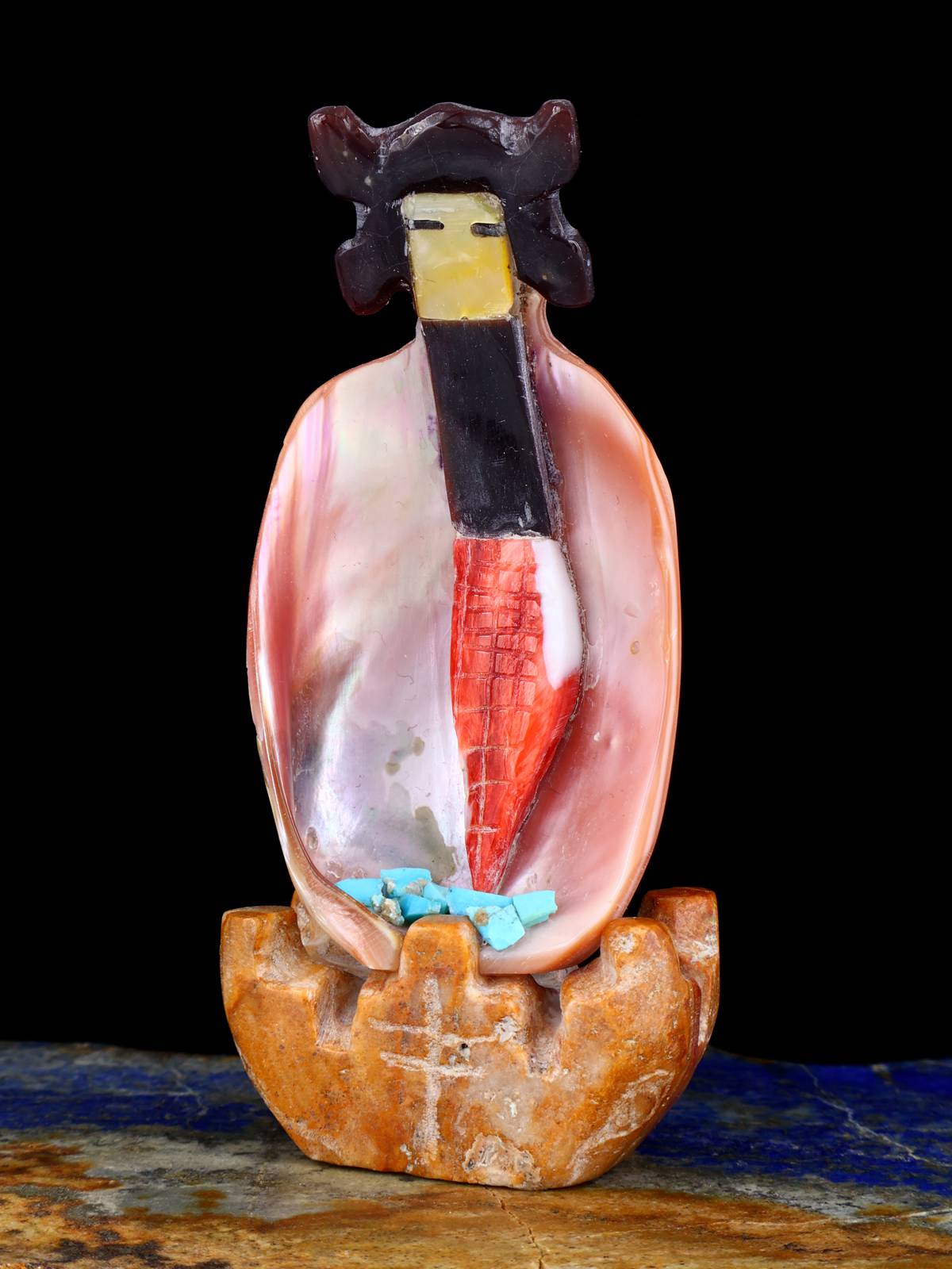 Pink Shell Maiden Zuni Fetish Carving