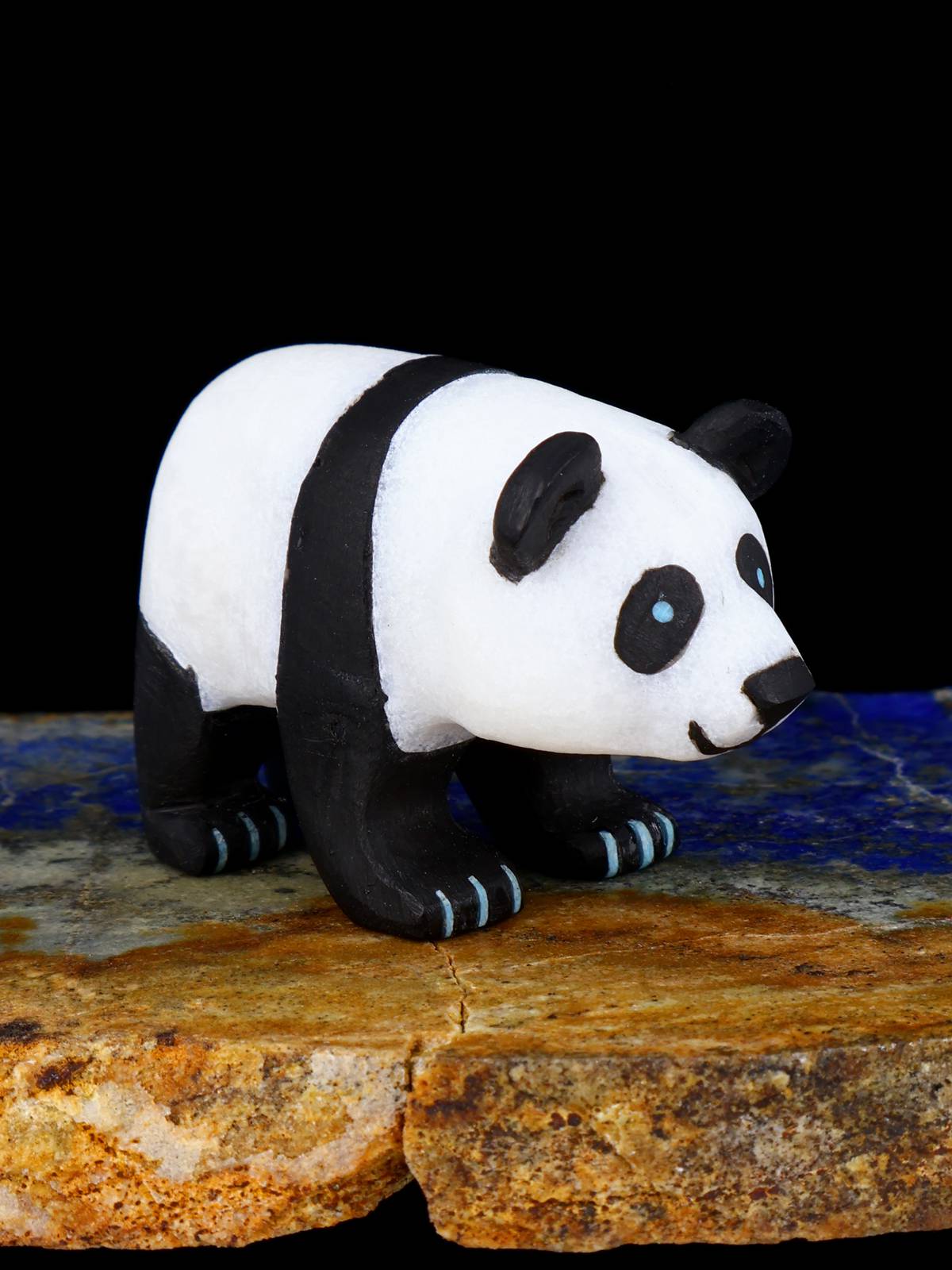 White Marble Panda Zuni Fetish