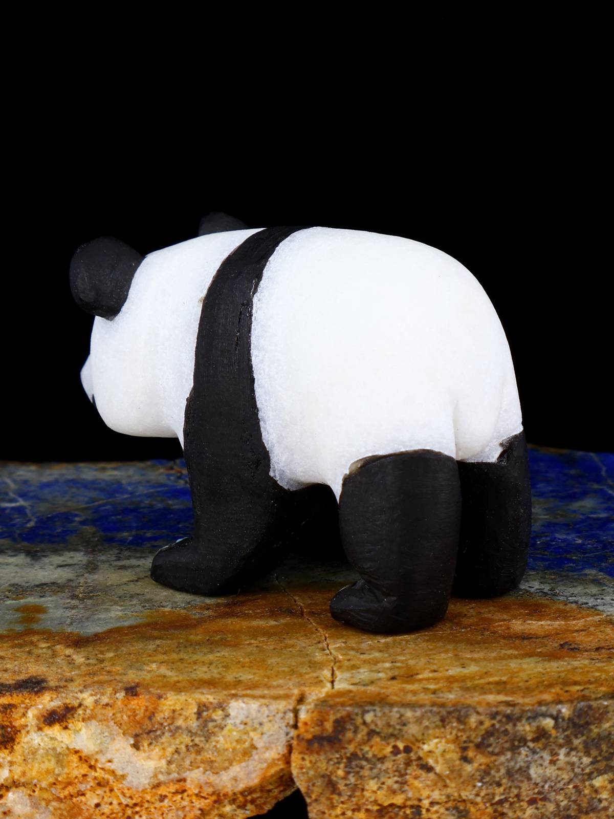 White Marble Panda Zuni Fetish