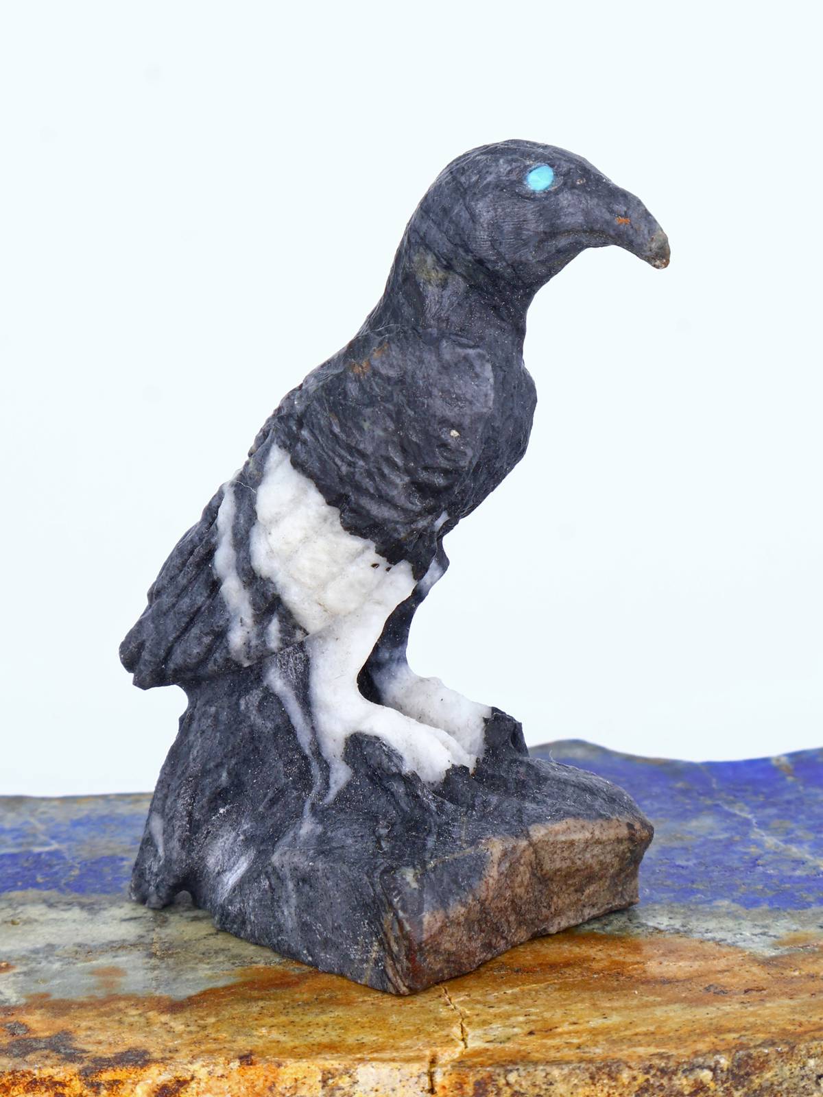 Zebra Marble Bird Zuni Fetish - PuebloDirect.com