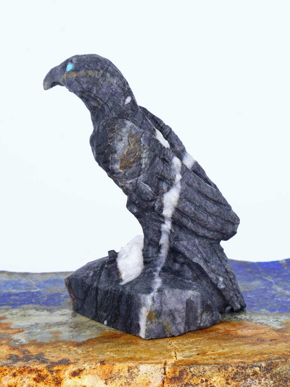 Zebra Marble Bird Zuni Fetish - PuebloDirect.com