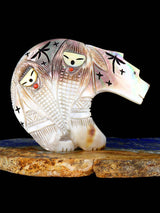 Mother of Pearl Double Maiden and Bear Zuni Fetish