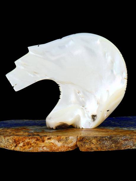 Mother of Pearl Double Maiden and Bear Zuni Fetish