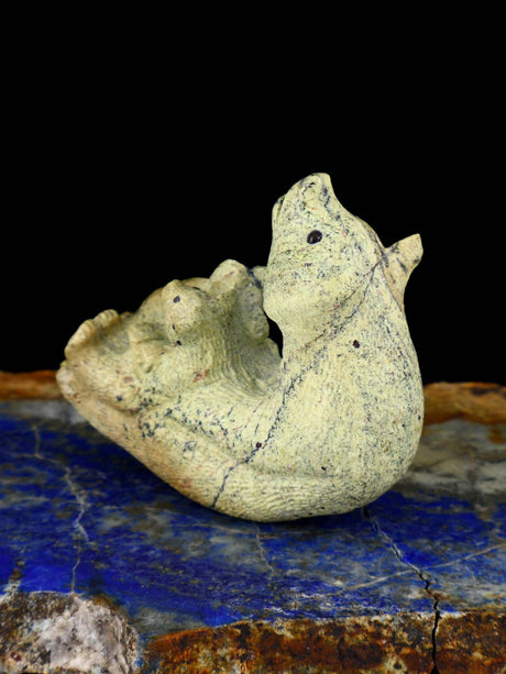 Serpentine Bear Family Zuni Fetish