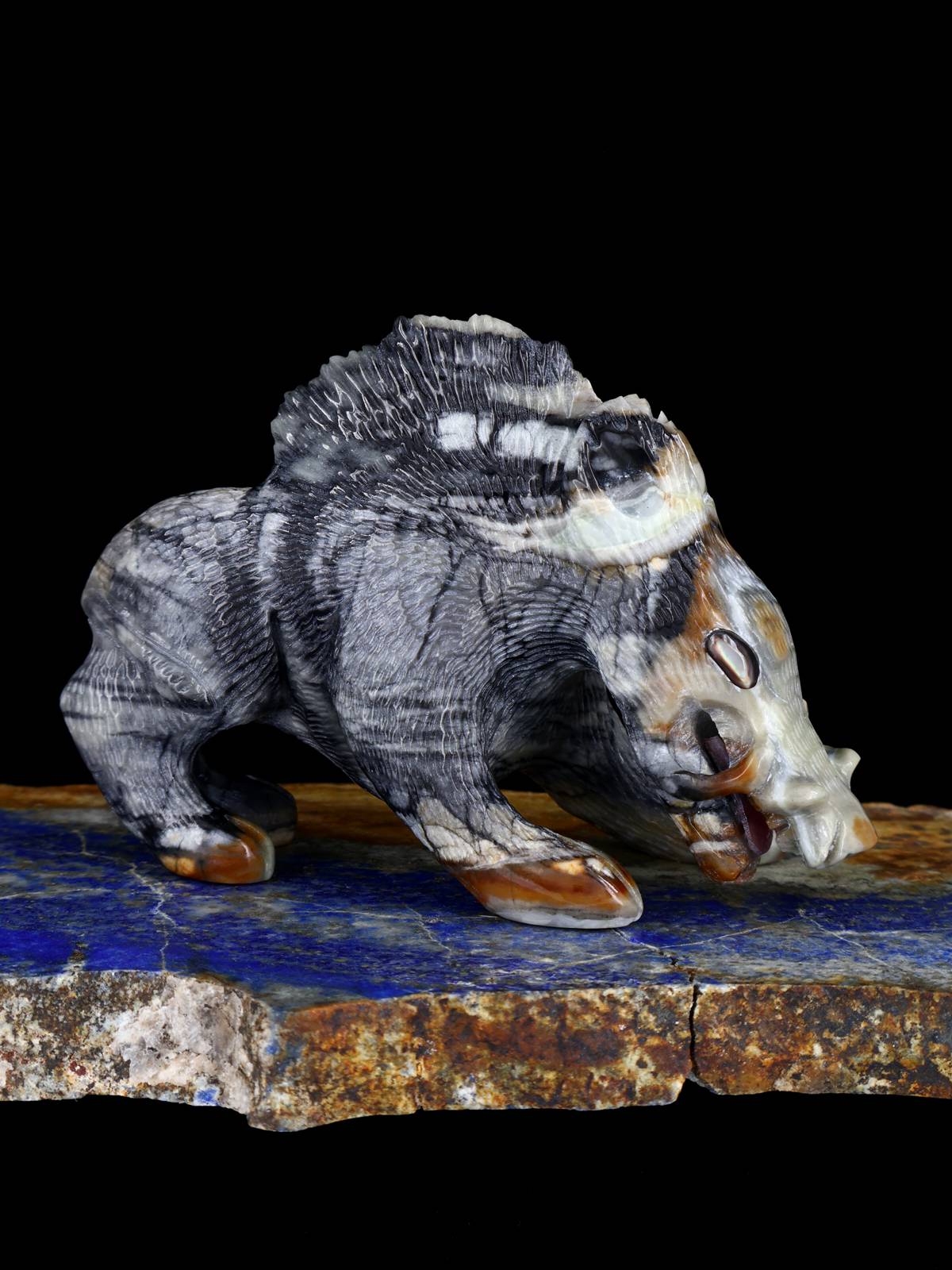 Picasso Marble Razorback Boar Zuni Fetish - PuebloDirect.com