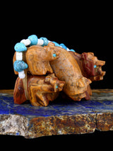 Onyx Bear Family Zuni Fetish - PuebloDirect.com