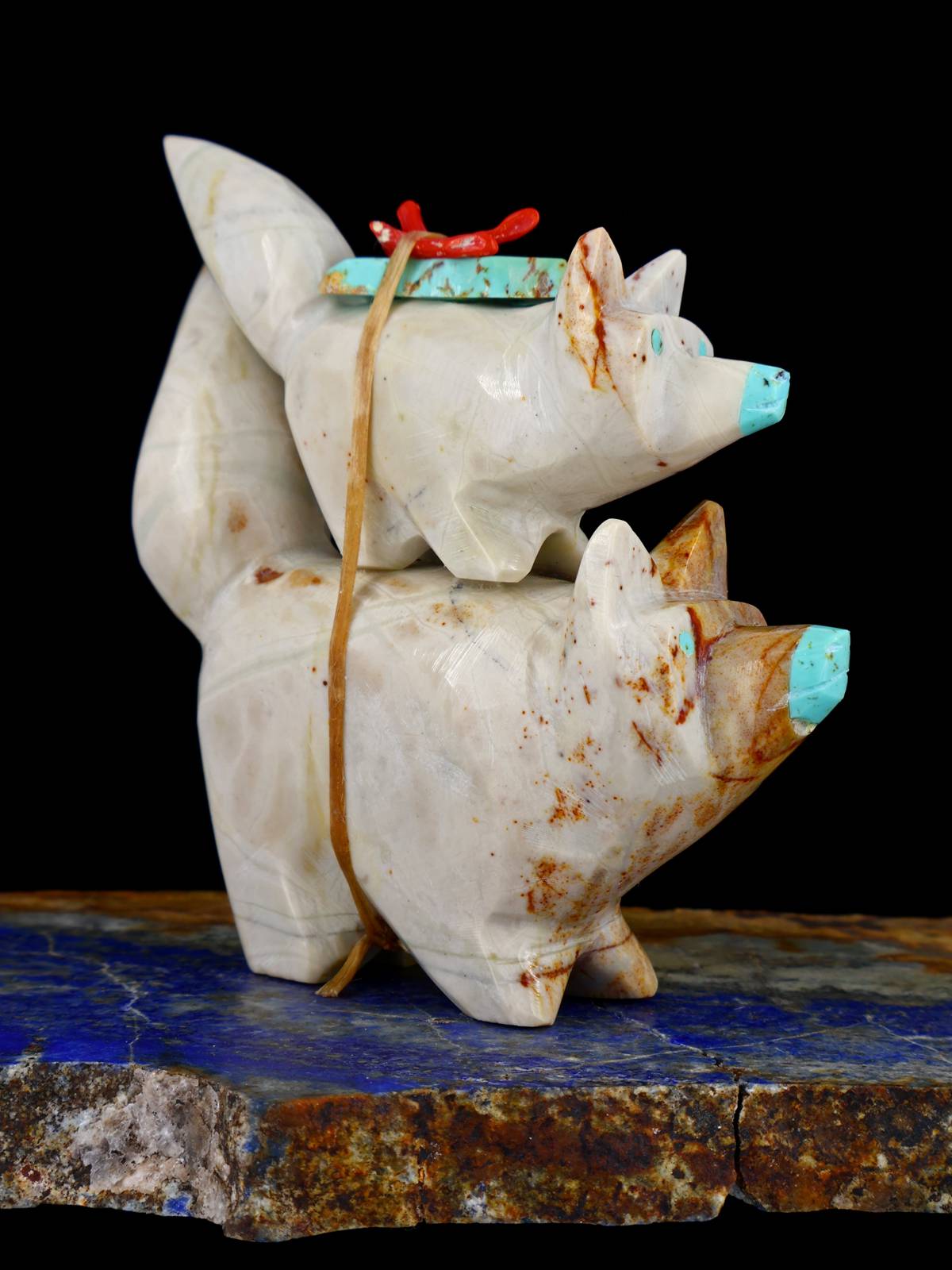 Picasso Marble Wolf Family Zuni Fetish Carving - PuebloDirect.com