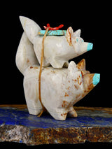 Picasso Marble Wolf Family Zuni Fetish Carving - PuebloDirect.com