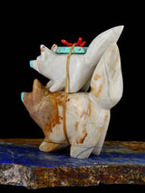 Picasso Marble Wolf Family Zuni Fetish Carving - PuebloDirect.com