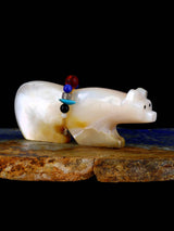 Mother of Pearl Bear Zuni Fetish - PuebloDirect.com