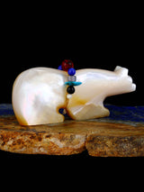 Mother of Pearl Bear Zuni Fetish - PuebloDirect.com