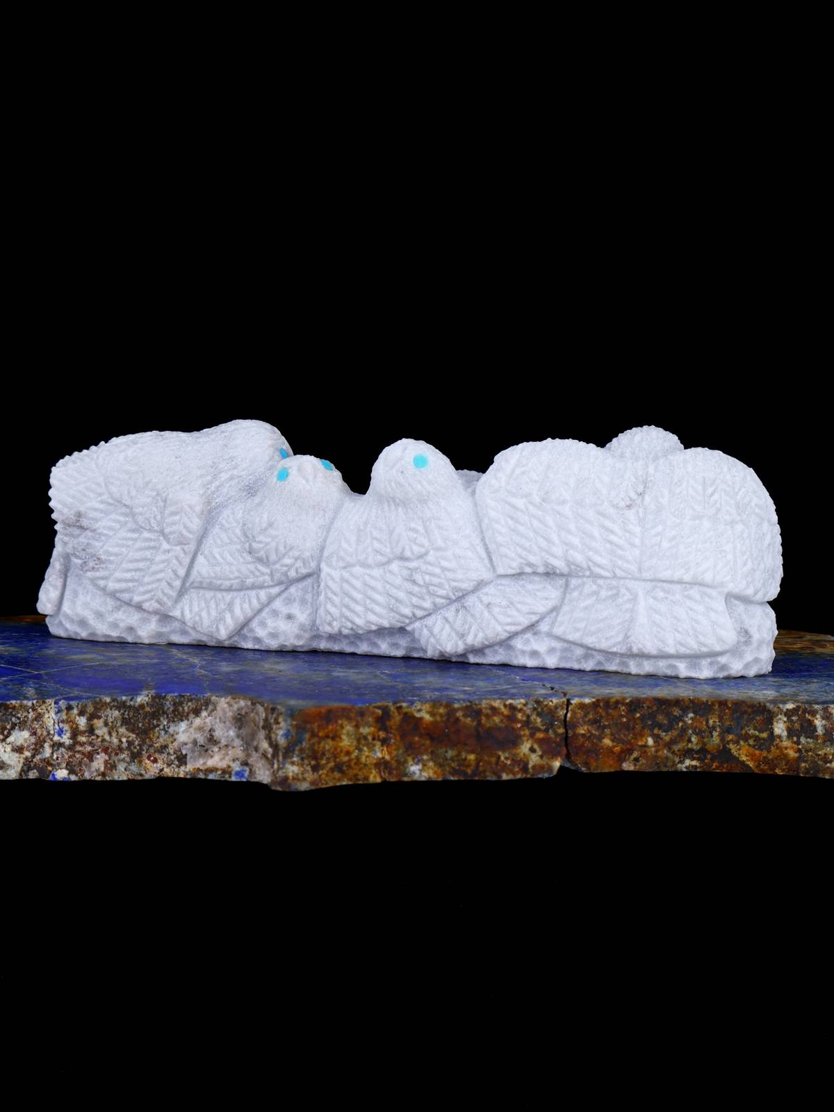 Alabaster Owl Family Zuni Fetish - PuebloDirect.com