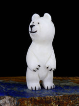 White Marble Bear Zuni Fetish - PuebloDirect.com