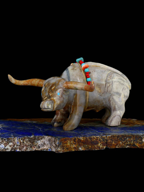Picasso Marble Bull Zuni Fetish - PuebloDirect.com