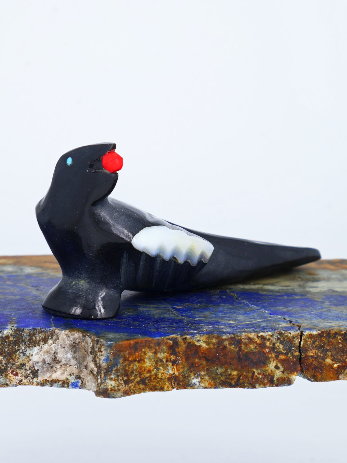 Black Marble Magpie Zuni Fetish