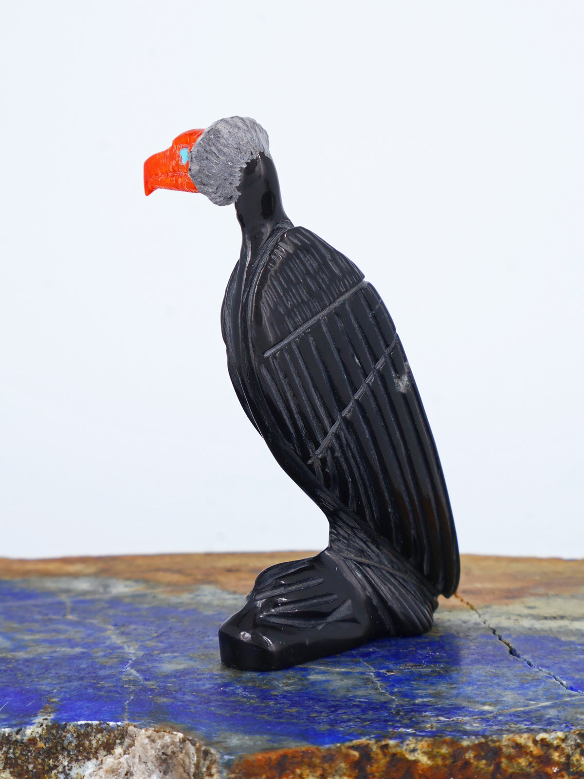 Black Marble Vulture Zuni Fetish