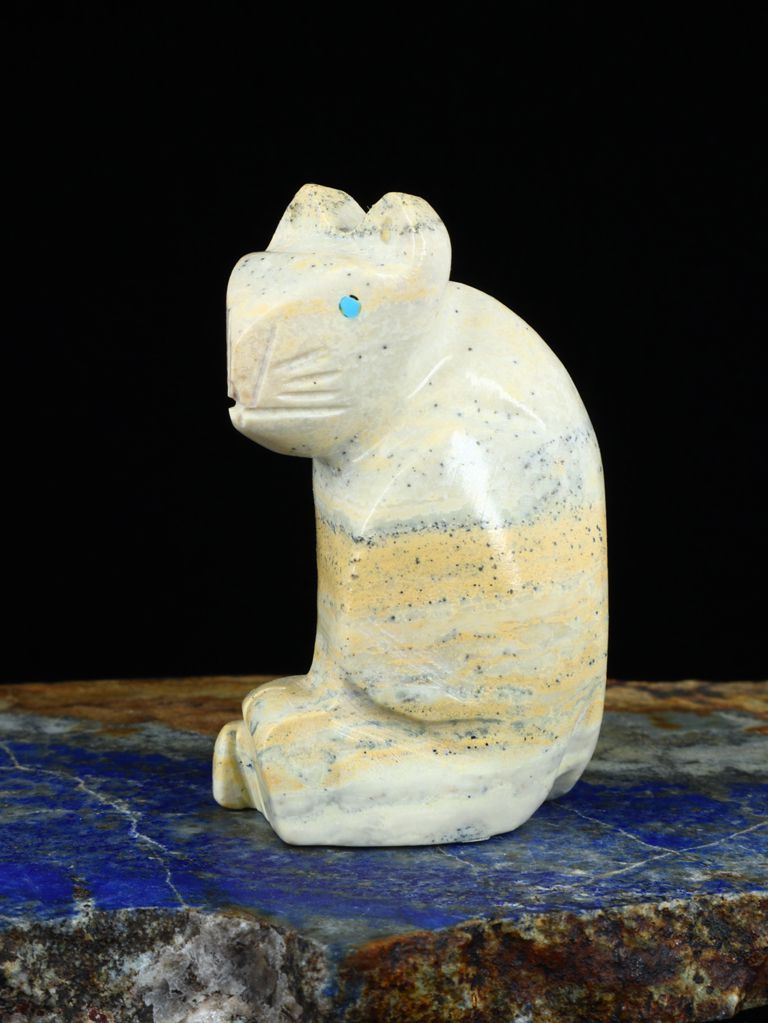 Serpentine Cat Zuni Fetish - PuebloDirect.com