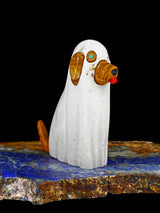 White Marble Spooky Ghost Dog Zuni Fetish