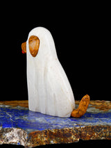White Marble Spooky Ghost Dog Zuni Fetish