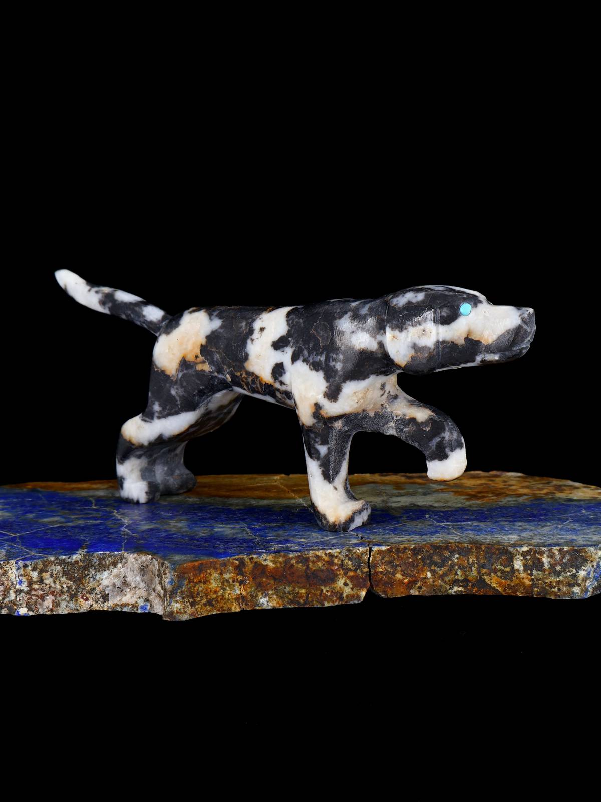 Zebra Marble Dog Zuni Fetish