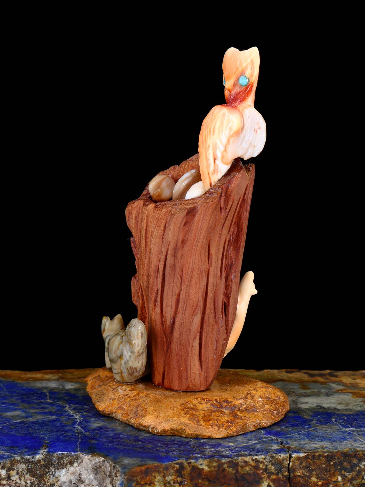 Famille d'oiseaux en bois de cerf Zuni Fetish
