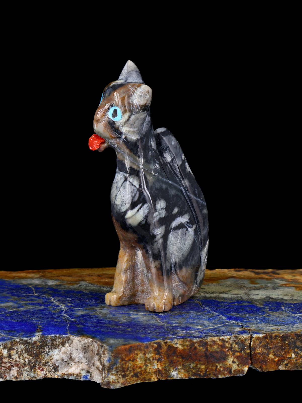 Picasso Marble Scaredy Cat Zuni Fetish